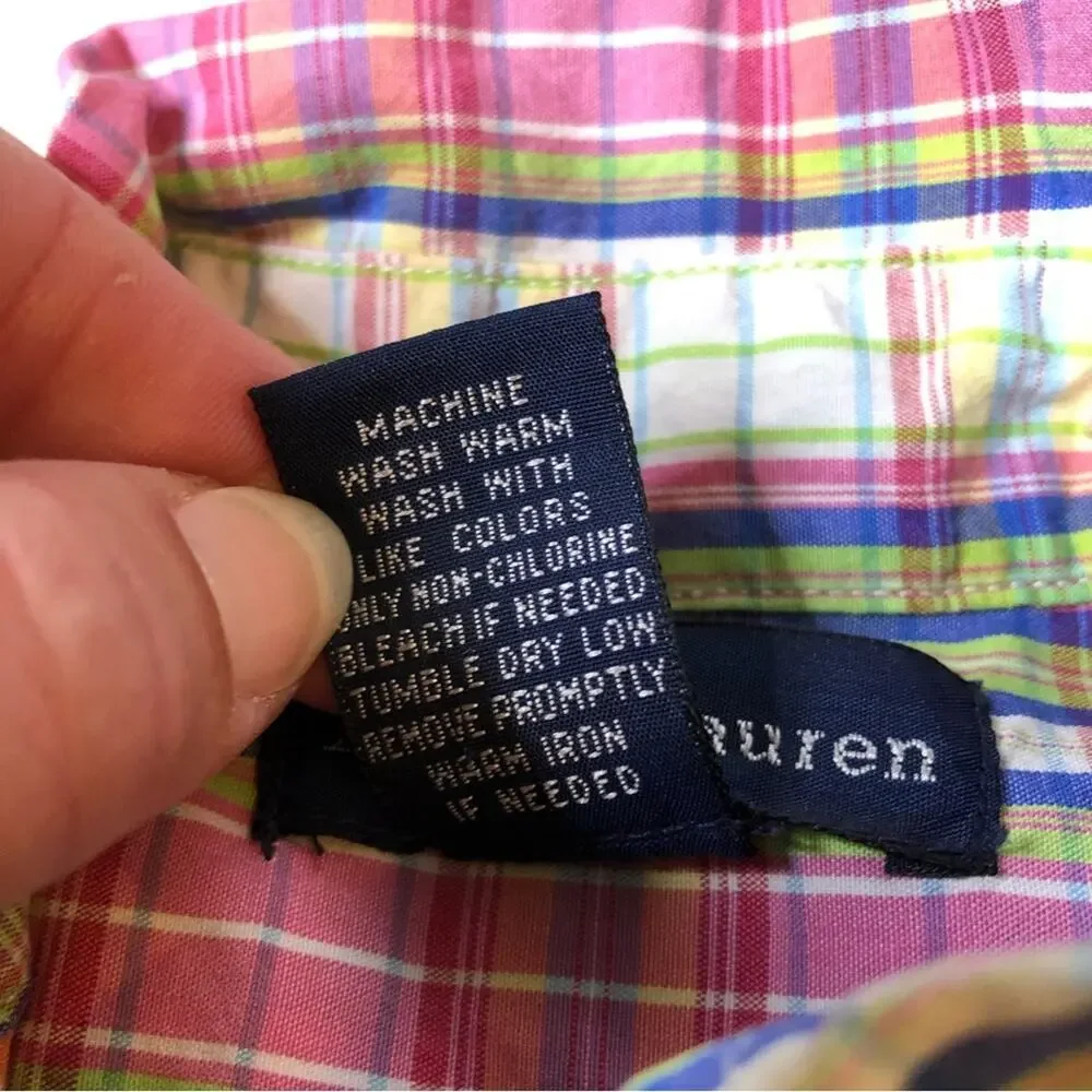 Ralph Lauren multicolor plaid long sleeve button down shirt size 4T
